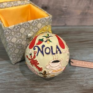 Kitty Keller New Orleans 'NOLA Foods' Round Cloisonné Christmas Ornament - Green